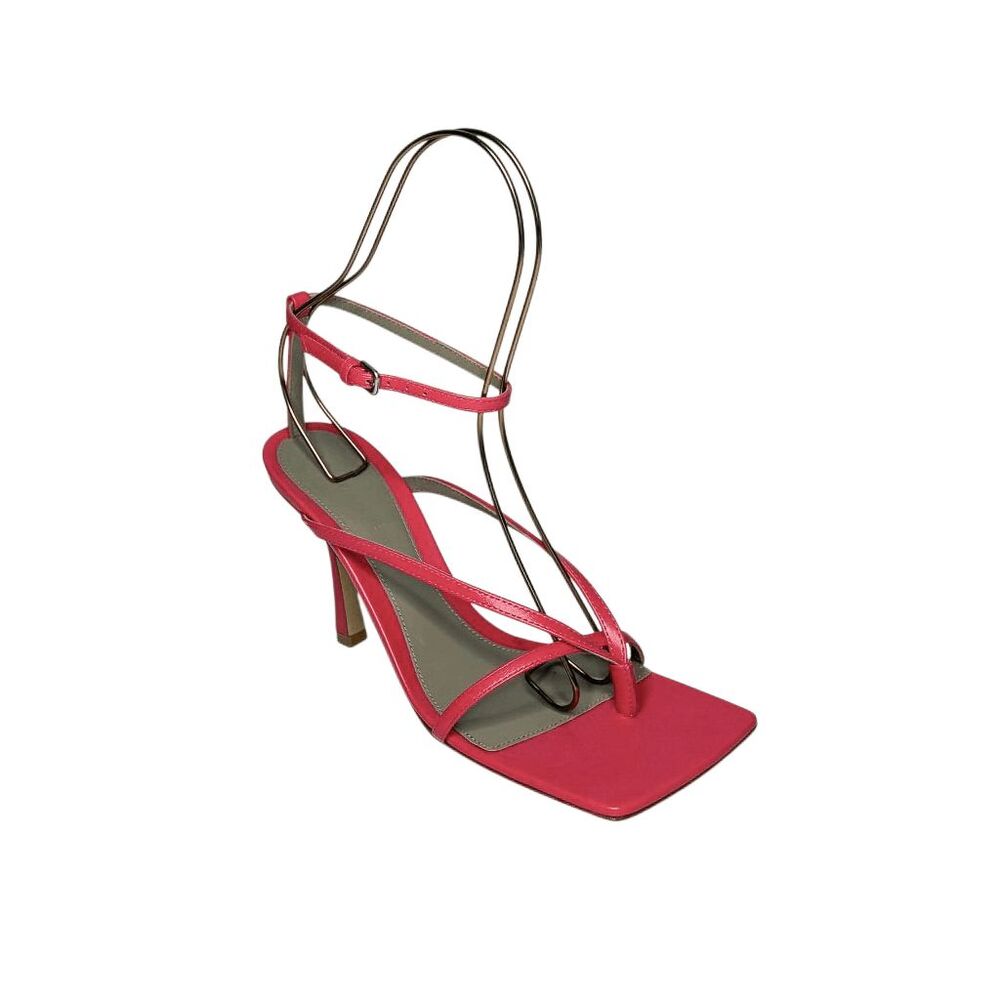 Bottega Veneta Stretch Sandals Lollipop Pink Heels EU 37.5 Leather Strappy Heels